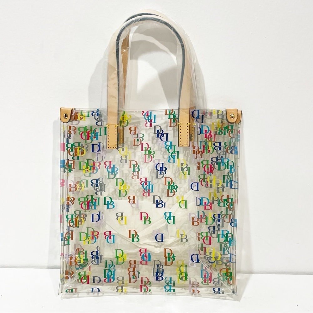 Dooney & Bourke Vintage Clear DB Monogram Multi-color Small Tote Shoulder Bag - Picture 3 of 3
